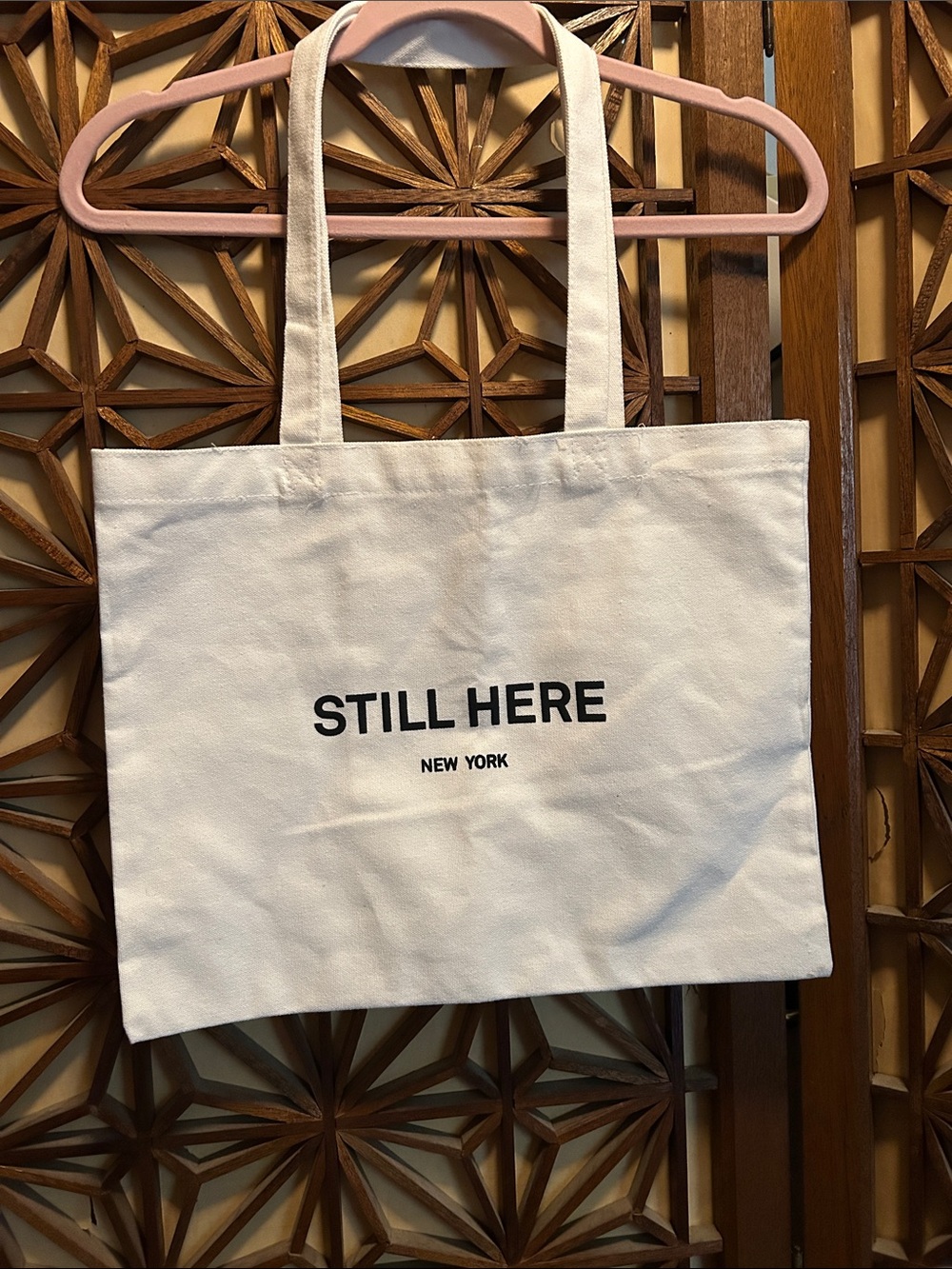 STILL HERE New York Canvas Tote Bag in White